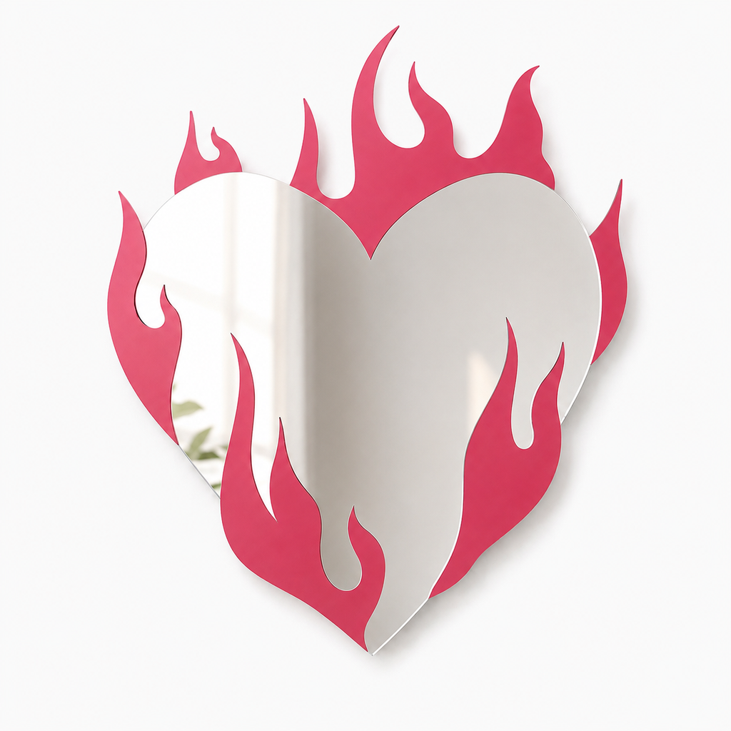 Pink Flaming Heart Mirror