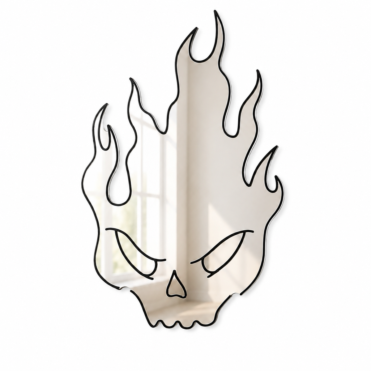 Flaming Skull Mirror