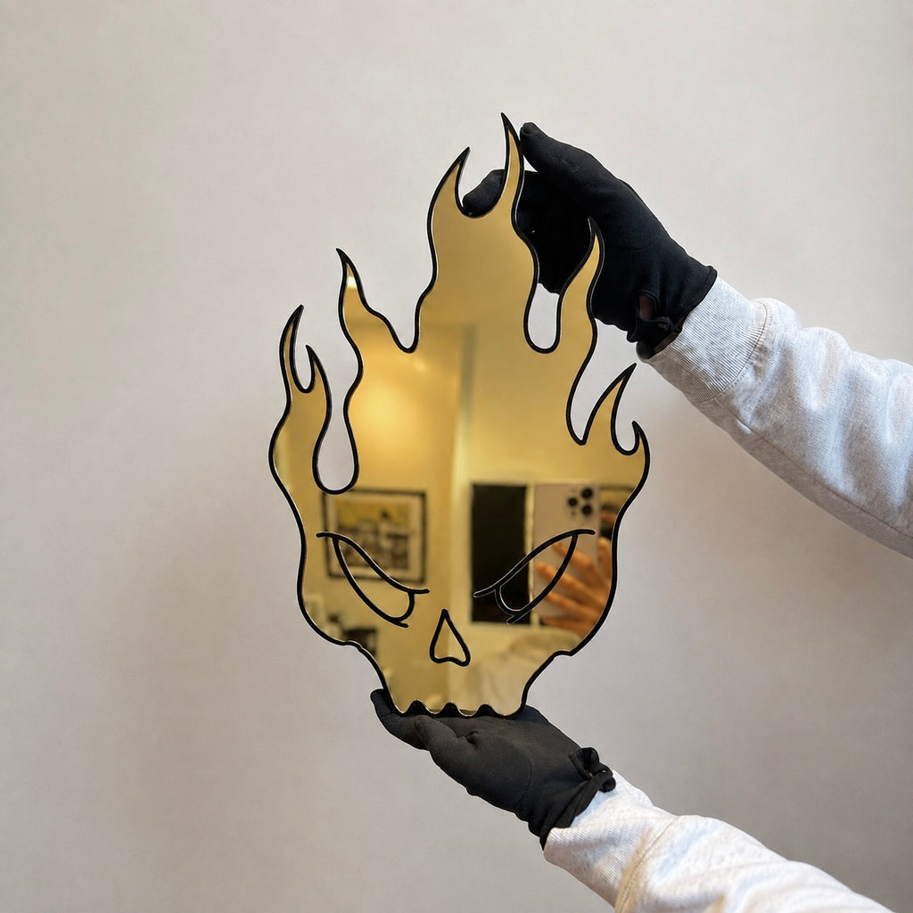 Flaming Skull Mirror